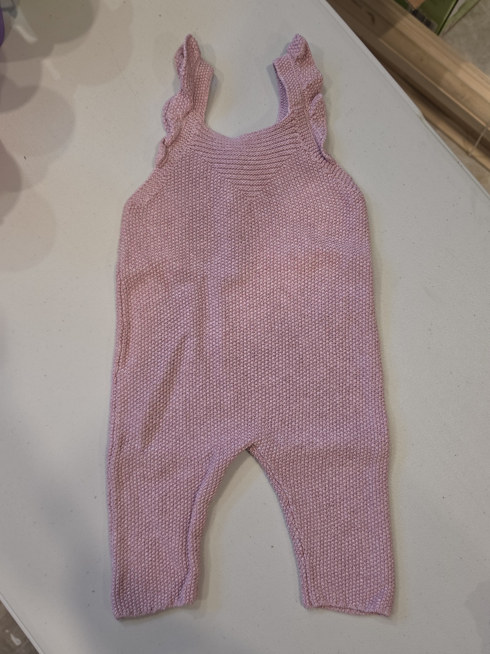 Pink Knit Romper for Baby Girl - Sleeveless Rib Detail